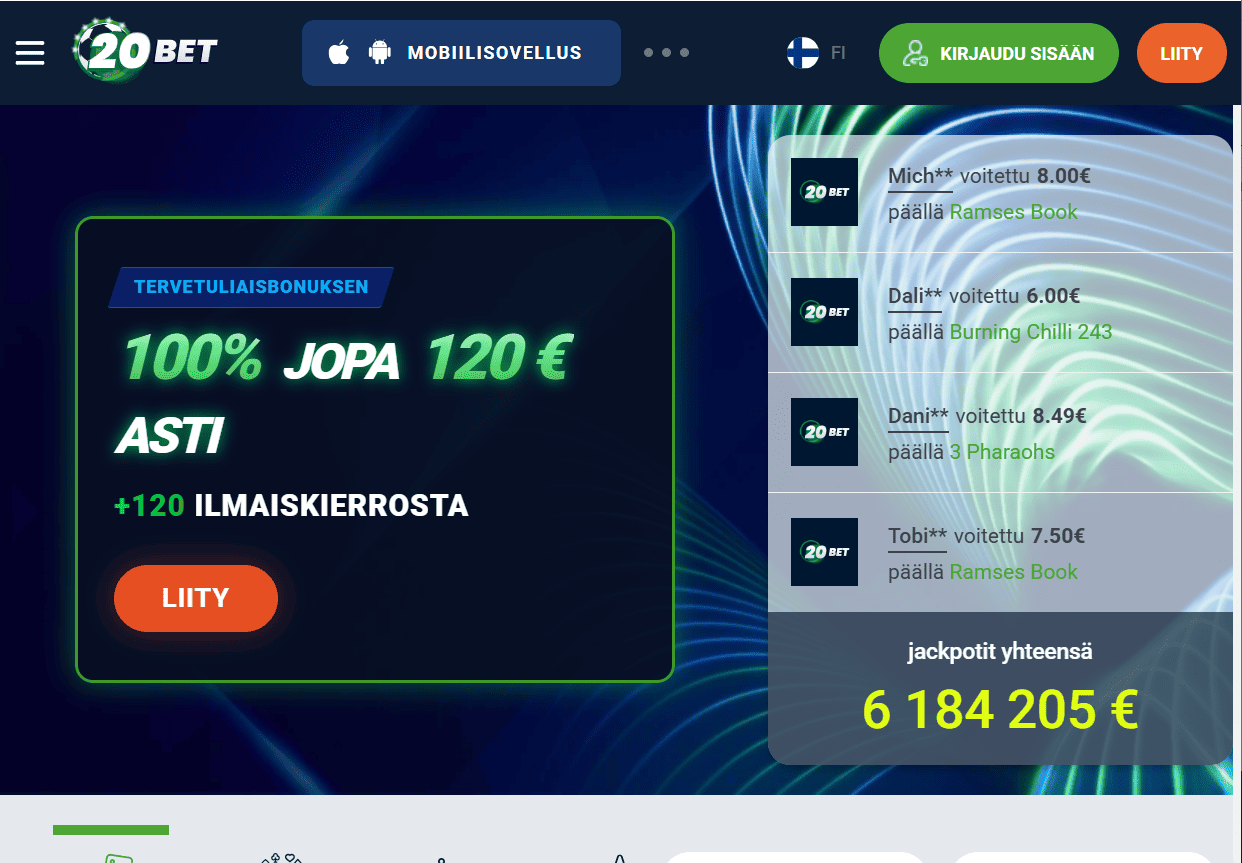 20Bet kasino - minimitalletus 10e