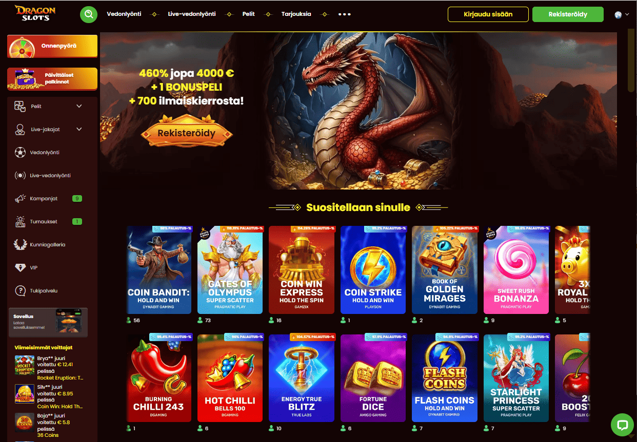 Dragon slot kasino - minimitalletus 10e